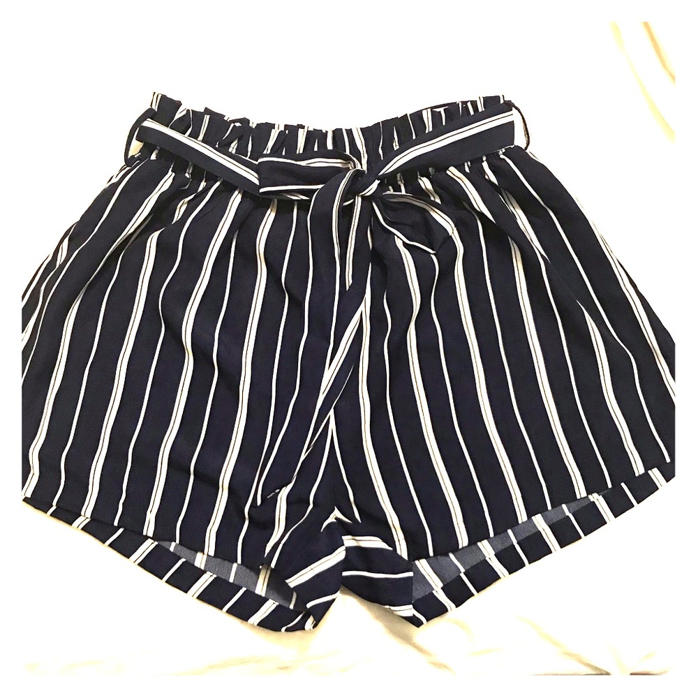 Striped paper bag shorts